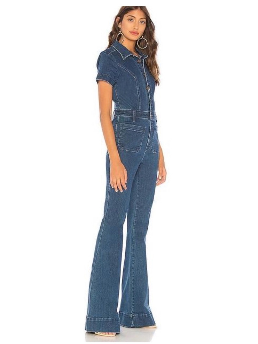 Show Me Your MuMu Dark Blue Denim Flare Jumpsuit